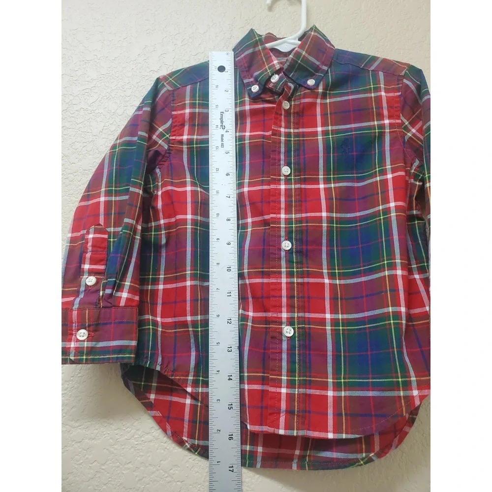 Polo Ralph Lauren Toddler Boy Plaid Button Down Shirt 2T Red Green Holiday Xmas